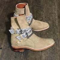 New Handmade Pure Suede Leather Stylish Chain Ankle Strap Boot for Men's - Thumbnail 4