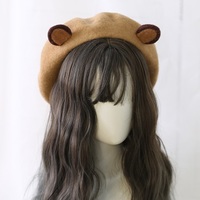 Cute Teddy Bear Ears Wool Beret Hat - Thumbnail 2