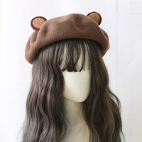 Cute Teddy Bear Ears Wool Beret Hat - Thumbnail 5