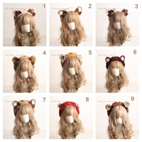 Cute Furry Teddy Bear Ears Bow Beret Hat - Thumbnail 6