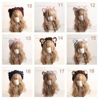 Cute Furry Teddy Bear Ears Bow Beret Hat - Thumbnail 7
