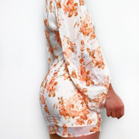 Slim V-neck Long Sleeve Printed Dress - Thumbnail 2