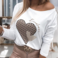 Long-Sleeved Off-Shoulder Love Top - Thumbnail 1