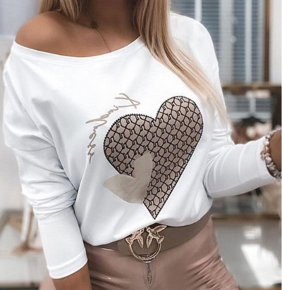 Long-Sleeved Off-Shoulder Love Top