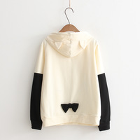  Harajuku  Big cat face  hit color hoodie - Thumbnail 2