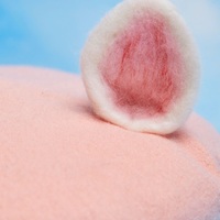 Cute White & Pink Animal Ears Wool Beret Hat - Thumbnail 6