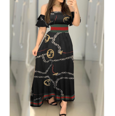 Elegant Women'S One-Shoulder Printed Dress