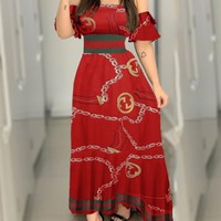 Elegant Women'S One-Shoulder Printed Dress - Thumbnail 3