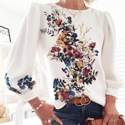 Printed round neck long-sleeved t-shirt - Thumbnail 3