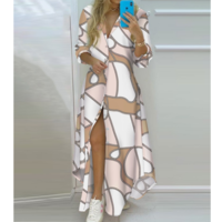Sexy Women's Printed Long Sleeve Dress - Thumbnail 1
