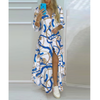 Sexy Women's Printed Long Sleeve Dress - Thumbnail 4