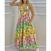 Ladies Sling Print Sleeveless Dress - Thumbnail 1