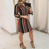 Design Long Sleeve Striped Dress - Thumbnail 2