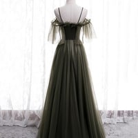 Simple tulle long A line prom dress evening dress - Thumbnail 3