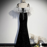 Black long mermaid prom dress black evening dress - Thumbnail 3