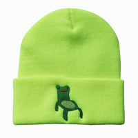 The Froggy Chair Embroidered Beanie Hat  - Thumbnail 2