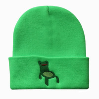The Froggy Chair Embroidered Beanie Hat  - Thumbnail 4