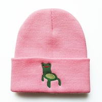 The Froggy Chair Embroidered Beanie Hat  - Thumbnail 5