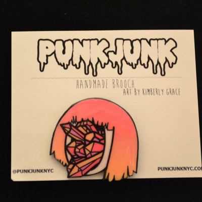 Orange crystal girl brooch