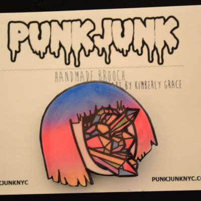 Purple crystal girl brooch