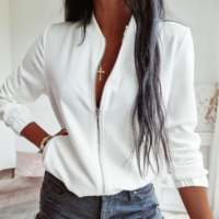 Casual Solid Color Long-Sleeved Jacket - Thumbnail 2