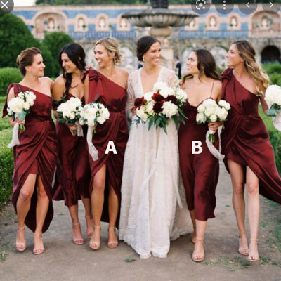 One shoulder/spaghetti straps bridesmaid dresses - Thumbnail 4