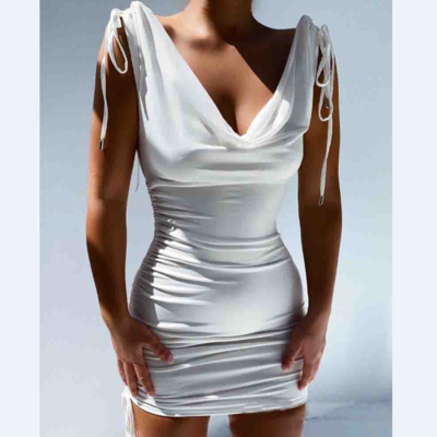 Tight women's white sleeveless dress