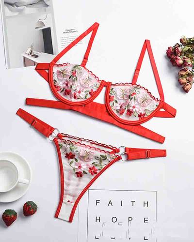 Sexy Embroidered Underwear Set