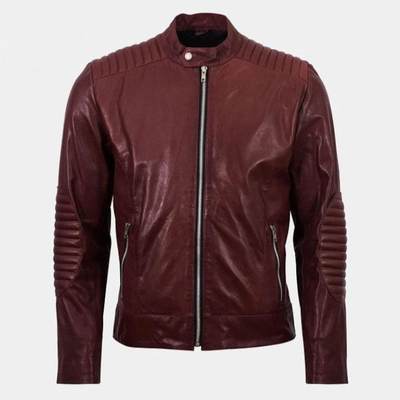 New handmade pure leather maroon fashion jacket for men’s