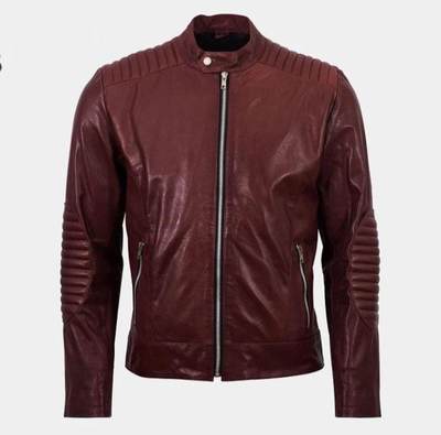 New Handmade Pure Leather Maroon Fashion Jacket For Men’s