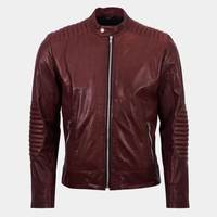 New Handmade Pure Leather Maroon Fashion Jacket For Men’s - Thumbnail 1