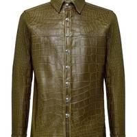 New Handmade Embossed Alligator Leather Olive Fashion Jacket For Men’s - Thumbnail 1