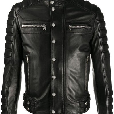 New handmade pure leather black fashion jacket for men’s