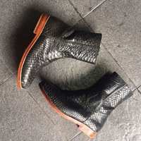 New Handmade Black Snake Leather Stylish Ankle Boot for Men's - Thumbnail 1
