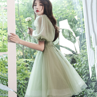 Green Tulle Short Prom Dress Homecoming Dress - Thumbnail 2