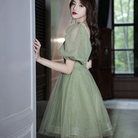 Green Tulle Short Prom Dress Homecoming Dress - Thumbnail 4