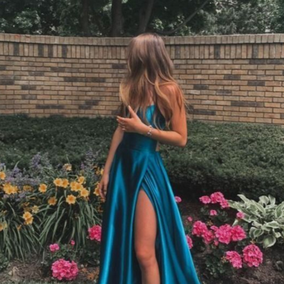 A line stain prom dress with silt - Thumbnail 3