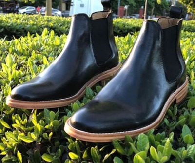 New Handmade Black Leather Stylish Chelsea Boots for Men's