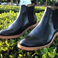 New Handmade Black Leather Stylish Chelsea Boots for Men's - Thumbnail 4