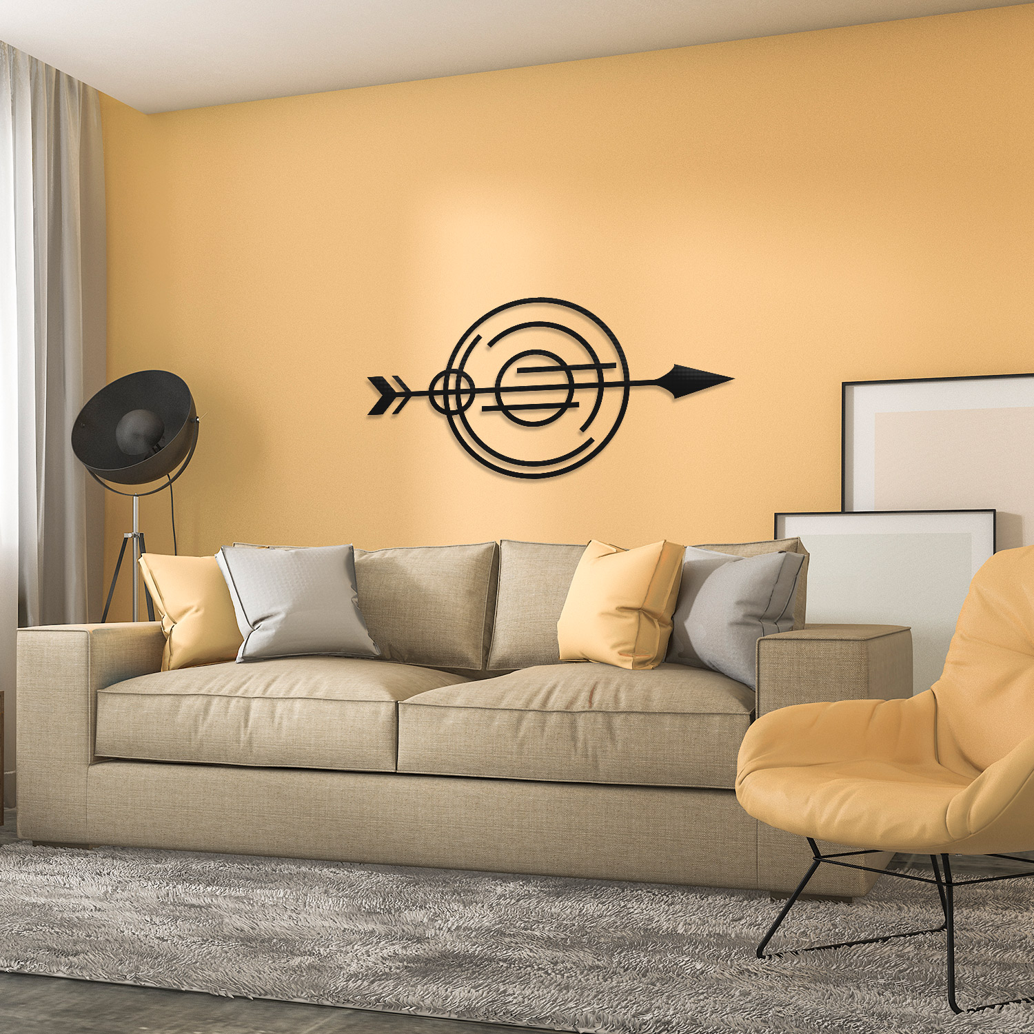 Metal Arrow Wall Art,85x43cm, Geometric Arrow Metal Wall Decor, Nordic Arrow Metal Wall Art