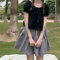 Fairy Sweet Summer Puff Blouse Short Sleeve Shirt - Thumbnail 4