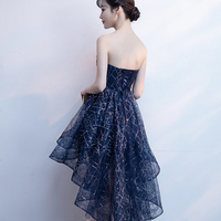 Blue tulle sequins high low prom dress homecoming dress - Thumbnail 3