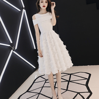 White A line short prom dress homecoming dress - Thumbnail 1