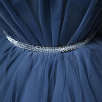 Blue tulle long A line prom dress blue evening dress - Thumbnail 7