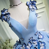 Blue tulle short prom dress blue homecoming dress - Thumbnail 2