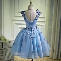 Blue tulle short prom dress blue homecoming dress - Thumbnail 5