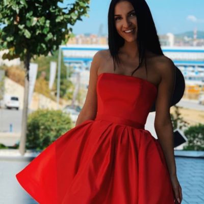 Strapless short red homecoming dress  - Thumbnail 3