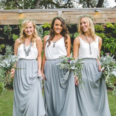 A line boho bridesmaid dress with chiffon skirt