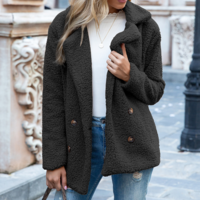 Loose Button Lapel Long Sleeve Cardigan Jacket - Thumbnail 2
