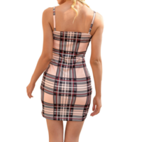 Women'S Sexy Fashion Plaid Sleeveless Backless Dress - Thumbnail 2